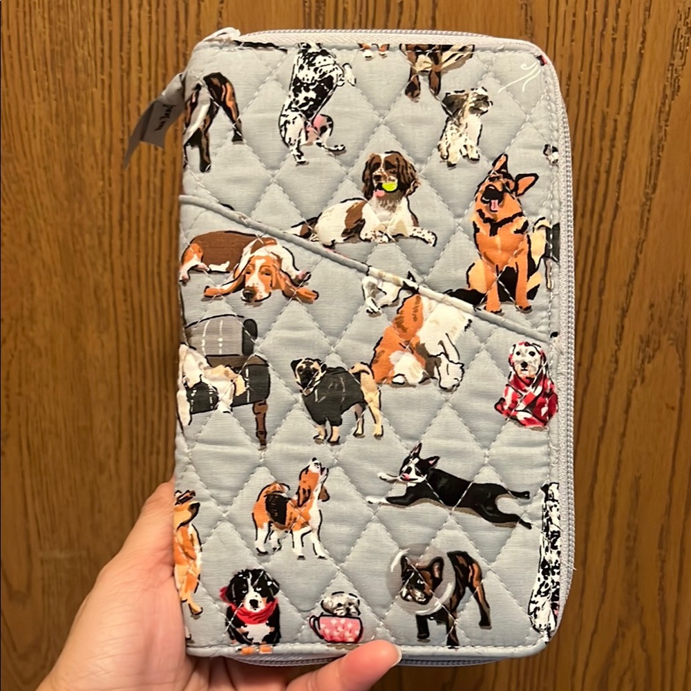 Quilted Dog Print Passport Wallet